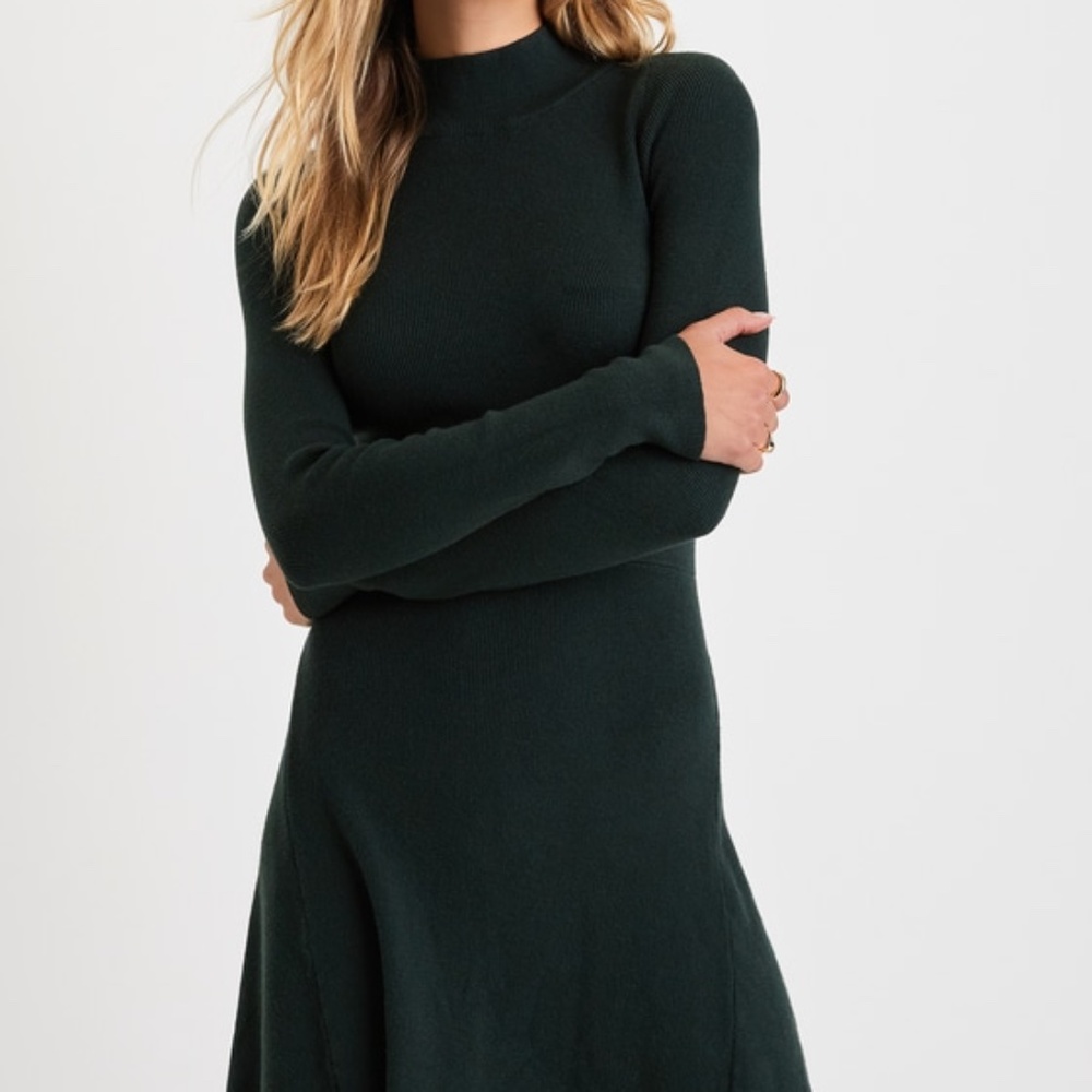 Lulus Sweetest Autumn Emerald Green Mock Neck Mini Sweater Dress - Size S